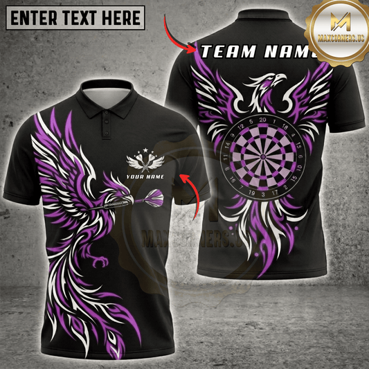 Maxcorners Fire Phoenix Eagle Dartboard Fantasy Multicolor Options Personalized Name, Team Name 3D Shirt (6 Colors)