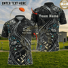 Maxcorners Trap Shooting Red Crystal Ruby Gold Cracked Gears Bullet Flames Personalized Polo Shirt 2