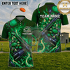Maxcorners Trap Shooting Navy Blue Galaxy Blue Fire Shattered Glass Shotgun Personalized Polo Shirt