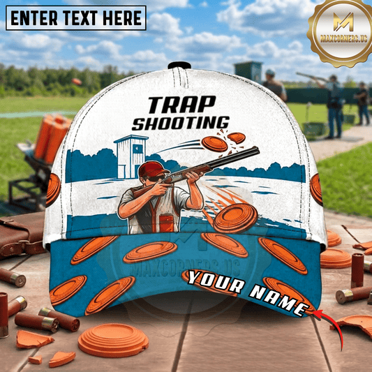 (7 Colors) Maxcorners Trap Shooting Shooter Orange Clay Targets Action Multicolor Options Personalized Name, Team Name 3D Cap