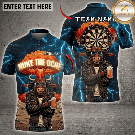 Maxcorners Nuke The Oche Bull Beer Thunder Dartboard Fantasy Multicolor Options Personalized Name, Team Name 3D Shirt (6 Colors)