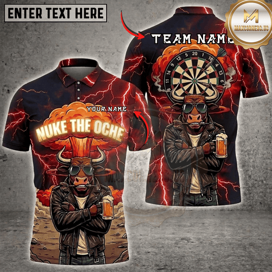 Maxcorners Nuke The Oche Bull Beer Thunder Dartboard Fantasy Multicolor Options Personalized Name, Team Name 3D Shirt (6 Colors)