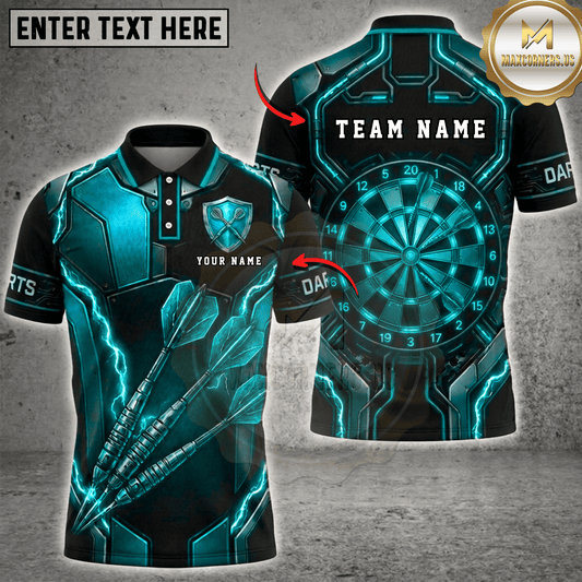 Maxcorners Tech Armor Future Lightning Dartboard Fantasy Multicolor Options Personalized Name, Team Name 3D Shirt (6 Colors)