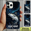 Maxcorners Deep Blue Swirl Compass Art Custom Name Fishing Phone Case