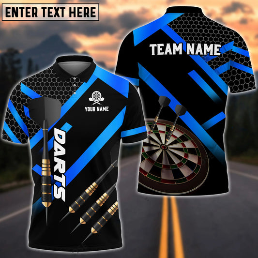 Maxcorners Darts Metalic Pattern Multicolor Option Customized Name, Team Name 3D Shirt (4 Colors)