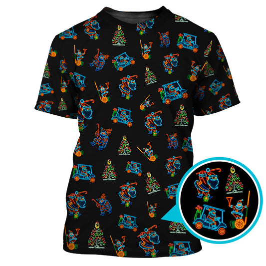 Maxcorners Funny Pattern Golf Shirt For Men, Christmas Golf Shirt, Xmas Golf Shirt, Neon Golf Shirt For Golfer