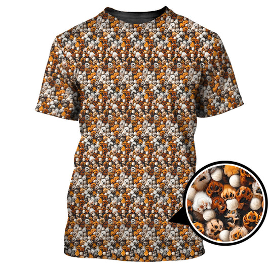 Maxcorners Paw Pattern Golf Shirt For Pet Lover, Funny Golf Polos, Crazy Golf Shirts For Golfers