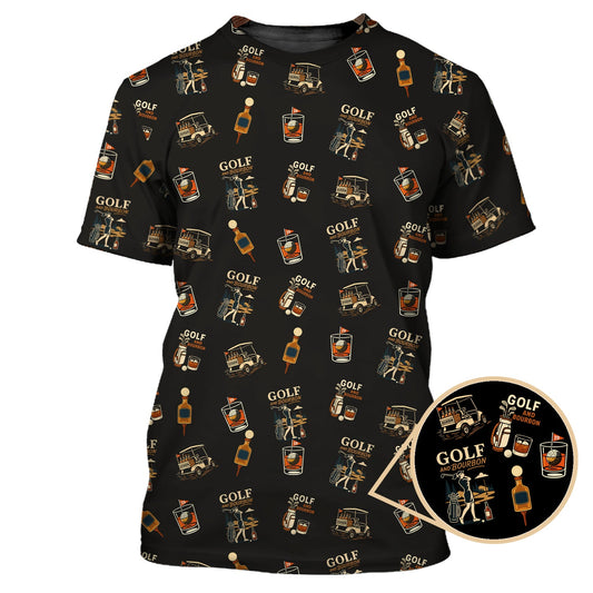 Maxcorners Golf And Bourbon Pattern Polos, Women’s Golf Shirt, Golf Gift For Golfers