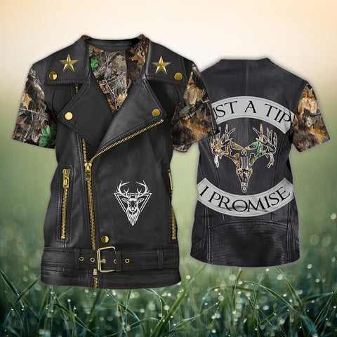 Maxcorners Hunting Just A Tip Black Leather Pattern Shirt 3D All Over Printed Clothes