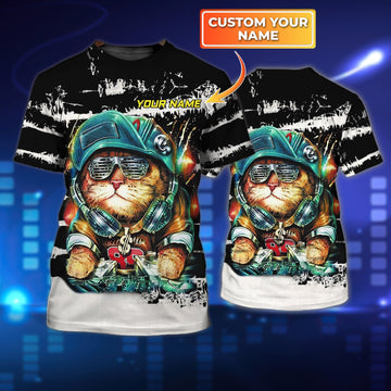 Maxcorners DJ Cat Personalized 3D All Over Printed Shirt