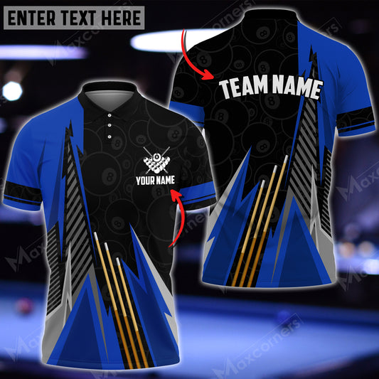 Maxcorners Billiards Pattern Multicolor Options Personalized Name 3D Shirt (4 Colors)
