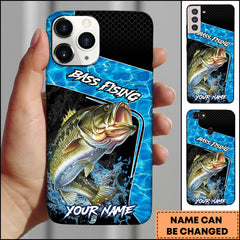 Maxcorners Large Mouth Bass Fishing Dynamic Water Splash Sport Style Personalized Name Phone Case