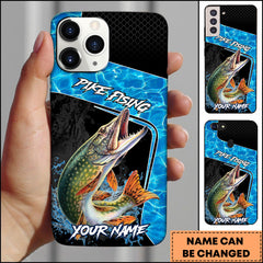 Maxcorners Pike Fishing Dynamic Water Splash Sport Style Personalized Name Phone Case