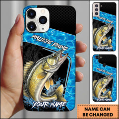 Maxcorners Walleye Fishing Dynamic Water Splash Sport Style Personalized Name Phone Case