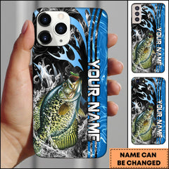 Maxcorners Crappie Fishing Vertical Name Modern Splash Art Personalized Name Phone Case