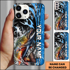 Maxcorners Trout Fishing Vertical Name Modern Splash Art Personalized Name Phone Case