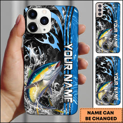 Maxcorners Tuna Fishing Vertical Name Modern Splash Art Personalized Name Phone Case