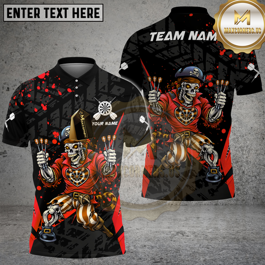 Maxcorners Pirate Skeleton Darts Warrior Multicolor Options Personalized Name, Team Name 3D Shirt (4 Colors)