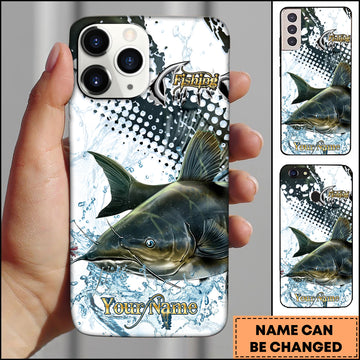 Maxcorners Catfish Fishing Jumping Largemouth Bass Water Splash Personalized Name Phone Case
