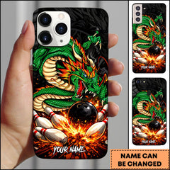 Maxcorners Bowling Dragon Fire Strike Asian Fantasy Art Personalized Name Phone Case