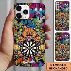 Maxcorners Darts Cat Cartoon Money Splash Graffiti Style Personalized Name Phone Case