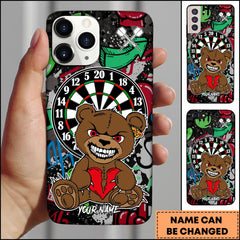 Maxcorners Darts Bear Broken Heart Dark Graffiti Personalized Name Phone Case