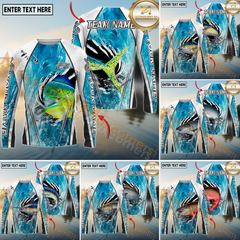 Maxcorners Saltwater Fishing Dynamic Water Splash Design Personalized Name, Team Name 3D Long Sleeve Shirt