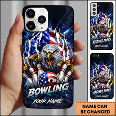 Maxcorners Bowling Eagle Lightning Storm Power Theme Personalized Name Phone Case