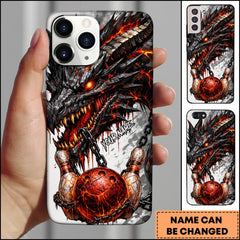 Maxcorners Inferno Dragon Fire Bowling Ball Heavy Metal Art Personalized Name Phone Case
