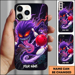 Maxcorners Dark Purple Demon Bowling Premium Personalized Name Phone Case