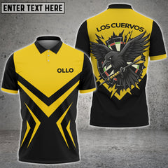 Maxcorners Los Cuervos Raven Dartboard Black Yellow 3D Polo Shirt