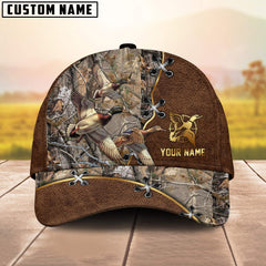 Maxcorners Hunting Camo Leather Stitch Buck Head Multi Options Personalized Name 3D Cap (6 Options)