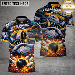 Maxcorners Bowling Shirt Wild Predator Power Strike Personalized Name, Team Name 3D Shirt