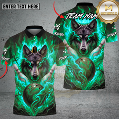 Maxcorners Bowling Inferno Wolf Strike Flame Multi Options Personalized Name, Team Name Unisex 3D Shirt (4 Colors)
