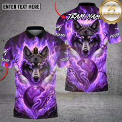 Maxcorners Bowling Inferno Wolf Strike Flame Multi Options Personalized Name, Team Name Unisex 3D Shirt (4 Colors)