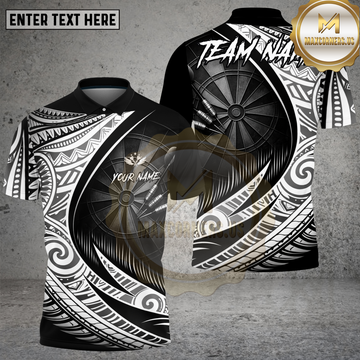 Maxcorners Darts Tribal Black White Abstract Swirl Target Multi Options Personalized Name, Team Name Unisex 3D Shirt (4 Colors)