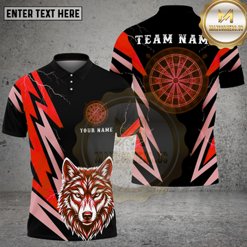 Maxcorners Darts Lightning Wolf Head Graphic Multi Options Personalized Name, Team Name Unisex 3D Shirt (4 Colors)