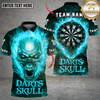 Maxcorners Darts Blue Flame Skull Multi Options Personalized Name, Team Name Unisex 3D Shirt (4 Colors)