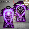Maxcorners Darts Blue Flame Skull Multi Options Personalized Name, Team Name Unisex 3D Shirt (4 Colors)