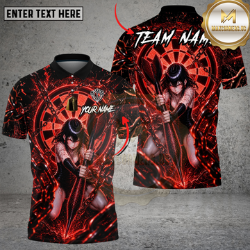 Maxcorners Darts Dark Anime Girl Chain Dartboard Multi Options Personalized Name Team Name Unisex 3D Shirt (4 Colors)