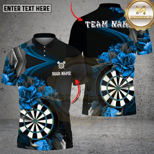 Maxcorners Darts Rose Dartboard Elegant Dark Floral Style Multi Options Personalized Name Team Name Unisex 3D Shirt (4 Colors)