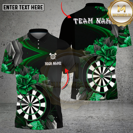 Maxcorners Darts Rose Dartboard Elegant Dark Floral Style Multi Options Personalized Name Team Name Unisex 3D Shirt (4 Colors)