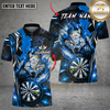 Maxcorners Cool Darts Fierce Electric Wolf Power Lightning Dartboard Target Multi Options Personalized Name, Team Name Unisex 3D Shirt (4 Colors)