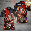 Maxcorners Cool Darts Fierce Electric Wolf Power Lightning Dartboard Target Multi Options Personalized Name, Team Name Unisex 3D Shirt (4 Colors)