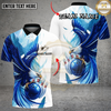 Maxcorners Bowling Eagle Cool Strike Blue Art Multi Options Personalized Name, Team Name Unisex 3D Shirt (4 Colors)