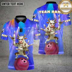 Maxcorners Bowling Disco Bull Neon Party Multi Options Personalized Name, Team Name Unisex 3D Shirt (4 Colors)