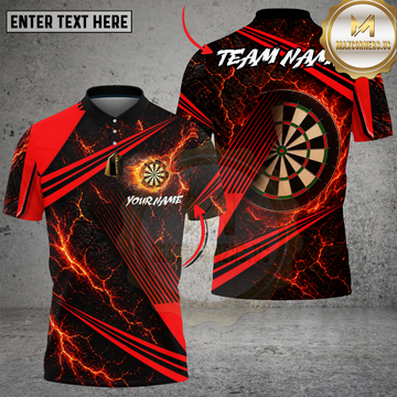 Maxcorners Darts Fiery Lava Strike Jersey Multi Options Personalized Name, Team Name Unisex 3D Shirt (4 Colors)