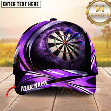 Maxcorners Darts Purple Smoke Energy Dartboard Focus Multicolor Option Personalized Name 3D Cap