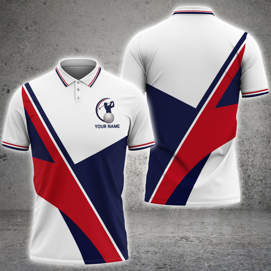 Maxcorners Elite Horizon 3D Golf Personalized Name Polo Shirts