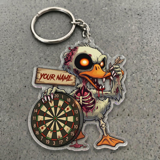 Maxcorners Zombie Duck Dartboard Horror Style Multicolor Options Personalized Name, Your Name 3D Keychain